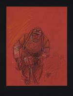 Christian LAX  (né en 1949)"Forçat de la route".Crayons noir,...