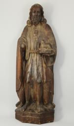 SAINT-JEAN-BAPTISTE en bois sculpté. Travail ancien. Haut. 73, Larg. 26,...