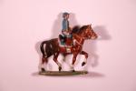 France. 1 Cavalier cheval marron. Epoque : 2nd Guerre Mondiale.