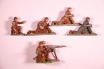 France. 6 figurines : 1 mitrailleur et son servant, 4...