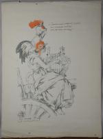 Mathurin Méheut (1882-1958). "Cocorico", linogravure.P.S., aux armées, 7 octobre 1917...