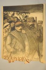 Théophile Alexandre STEINLEN (1859-1923) "25 Juin 1916, Journée Serbe".Affiche imprimée...