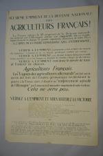 "Deuxième Emprunt De La Défense Nationale- Agriculteurs Français".Affiche imprimée par...