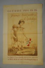 FOERSTER"Guerre 1914-15-16. Journée nationale des orphelins "Affiche imprimée chez Le...