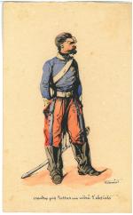 Pierre LETUAIRE (1798-1884)7 caricatures figurant des soldats.Encre et aquarelle sur...