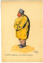 Pierre LETUAIRE (1798-1884)6 caricatures.Encre et aquarelle sur papier fort. Signées,...