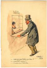 Pierre LETUAIRE (1798-1884)6 caricatures.Encre et aquarelle sur papier fort. Signées,...