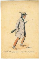 Pierre LETUAIRE (1798-1884)8 caricatures."Un chapeau pour le garantir de la...