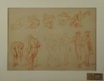 Horace VERNET (1789-1863)Études de soldats.Sanguine sur papier.25 x 35 cm.Carton...