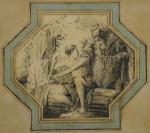 Alexandre BIDA (1823-1895)Homme à la bure et garçon.Encre sur feuille...