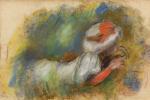 Renoir Jeune fille à la charlotte, couchée sur l'arbre, 1892.